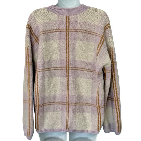 Rails Lilac Purple Brown Cream Colleen Plaid V-Neck Oversize Knit Sweater size M - Picture 6 of 9